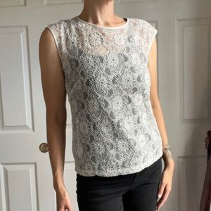Eddie Bauer Lace Sleeveless Blouse Size S
